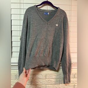 Fred Perry Vintage Grey V Neck Sweater